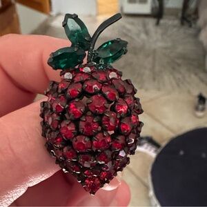 Crystal Strawberry Brooch